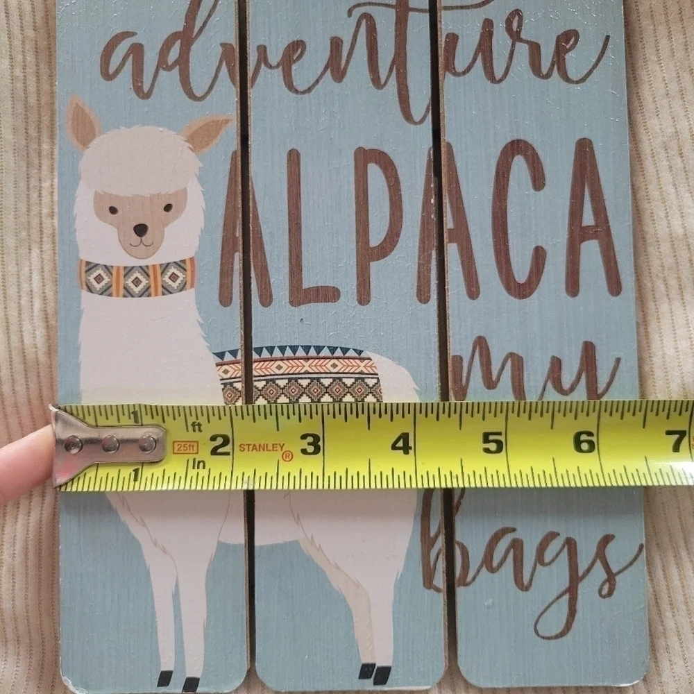 Crystal Art Gallery Adventure Alpaca My Bags Wood Plank Hanging Wall Art Decor